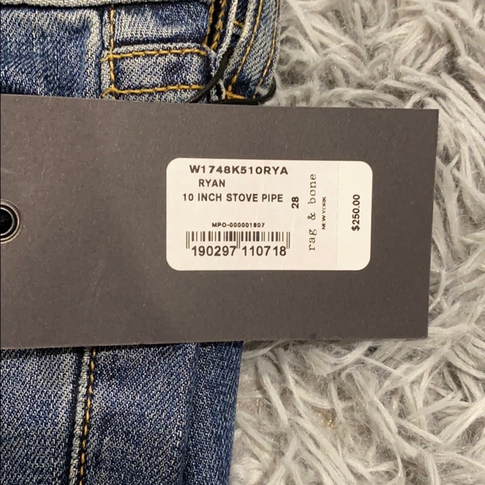 NEW • Rag & Bone • Ryan Stovepipe 10” Jeans Blue - Picture 6 of 8